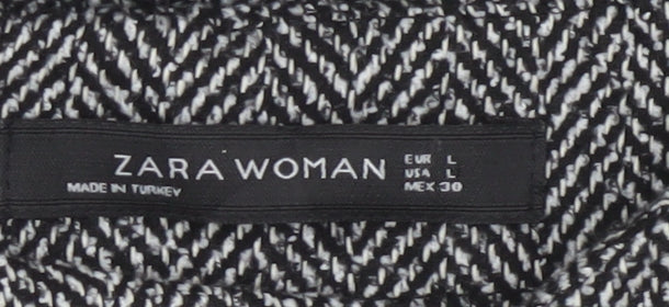 Zara Woman Grey Herringbone Fit & Flare Long Dress UK 14