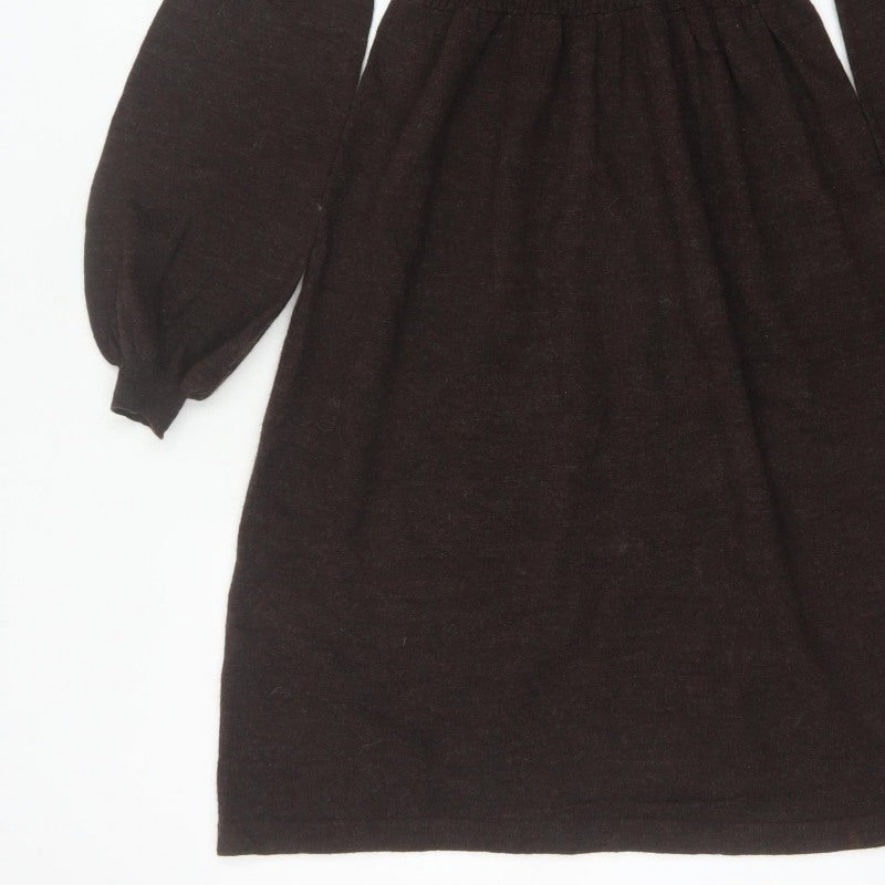 Michael Michael Kors Women Brown UK 8 Fit & Flare Knit Roll Neck Dress