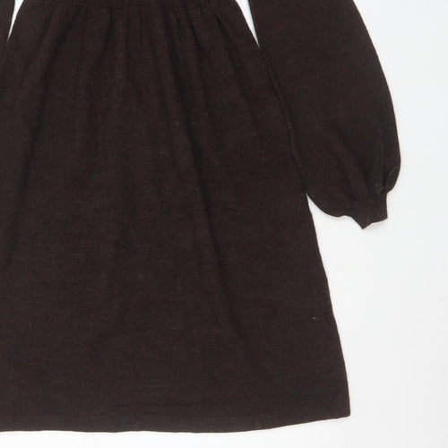 Michael Michael Kors Women Brown UK 8 Fit & Flare Knit Roll Neck Dress