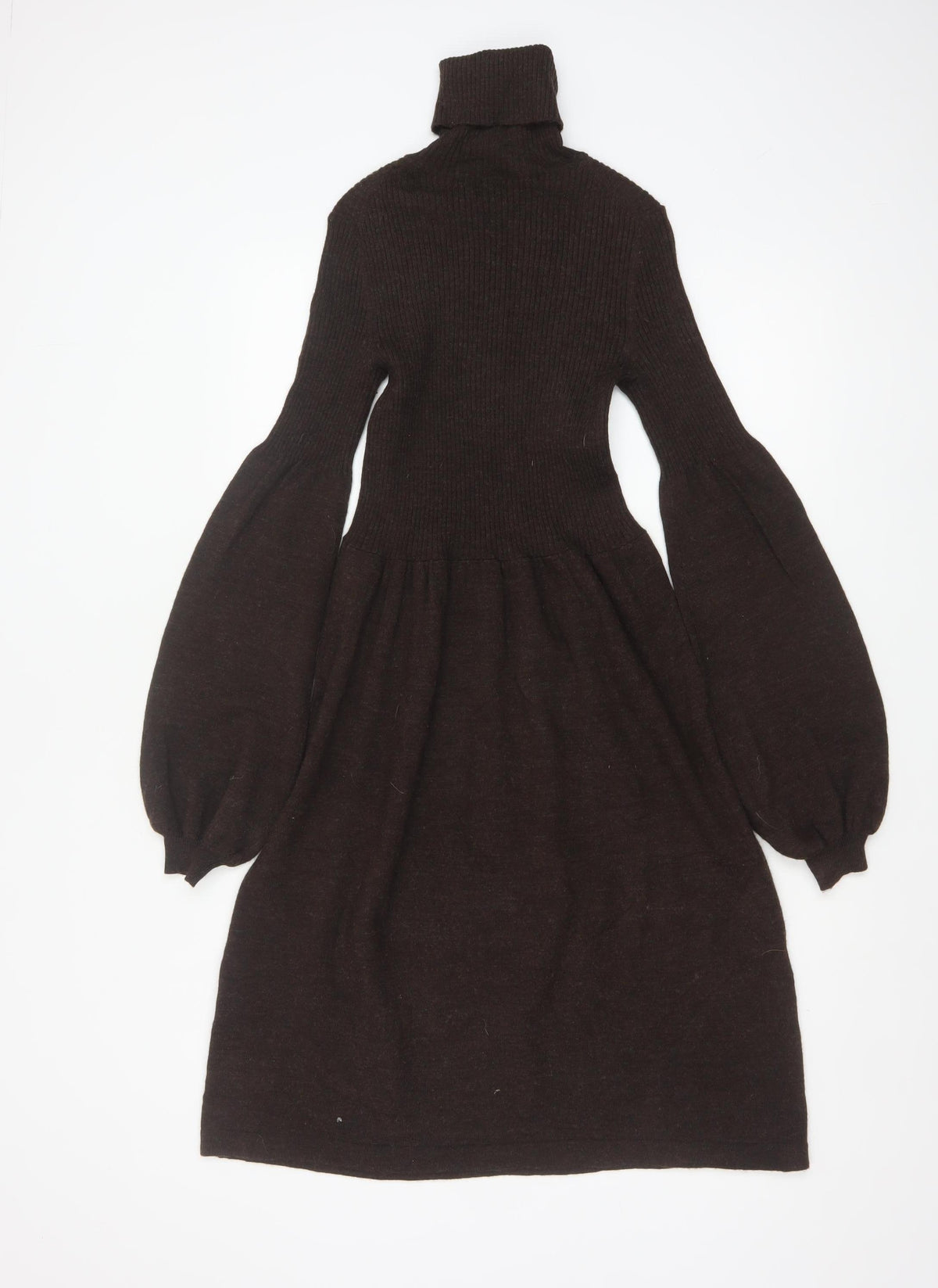 Michael Michael Kors Women Brown UK 8 Fit & Flare Knit Roll Neck Dress