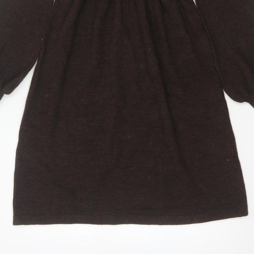 Michael Michael Kors Women Brown UK 8 Fit & Flare Knit Roll Neck Dress