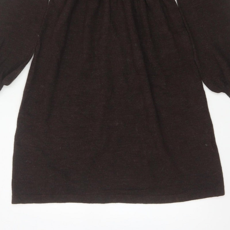 Michael Michael Kors Women Brown UK 8 Fit & Flare Knit Roll Neck Dress