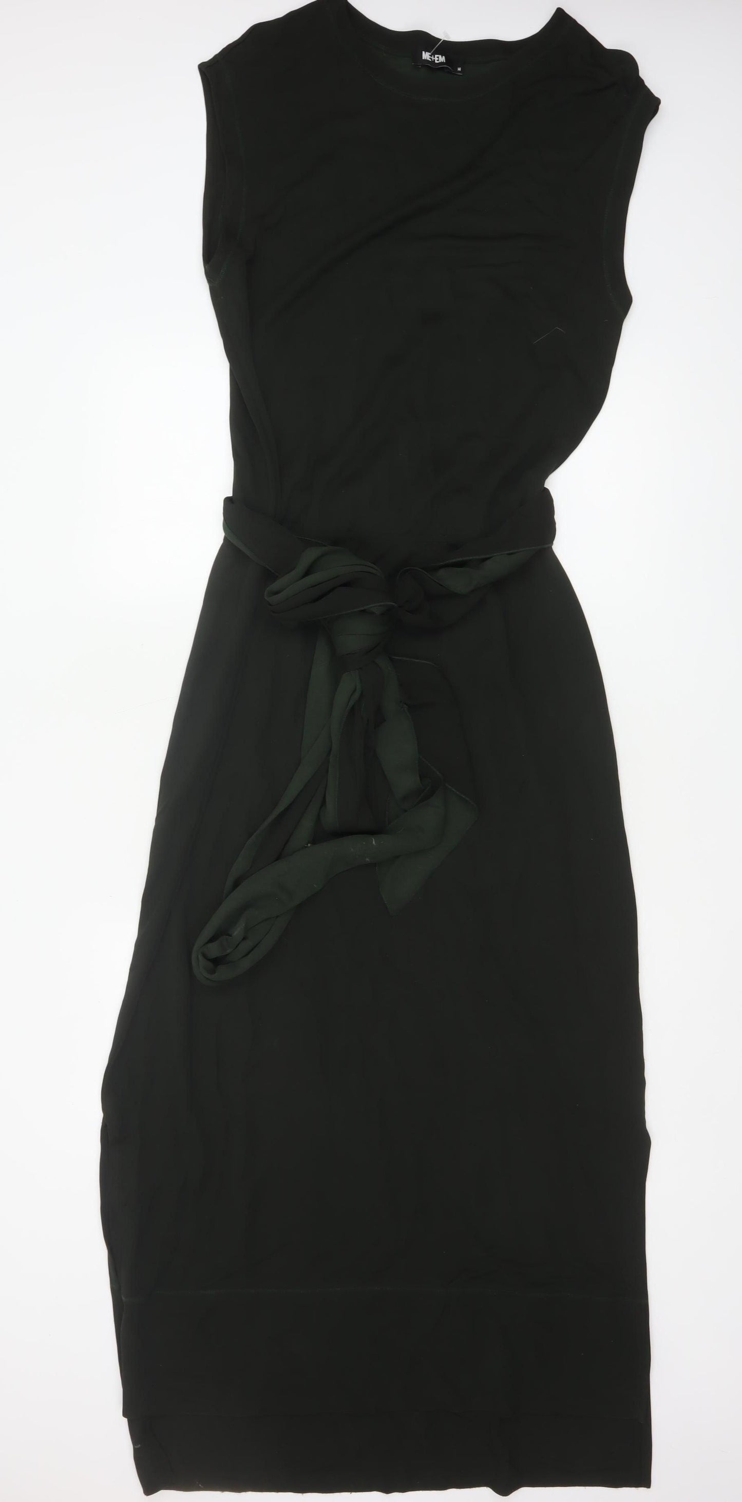 ME+EM Women Black UK 14 Sleeveless Maxi Belted Dress