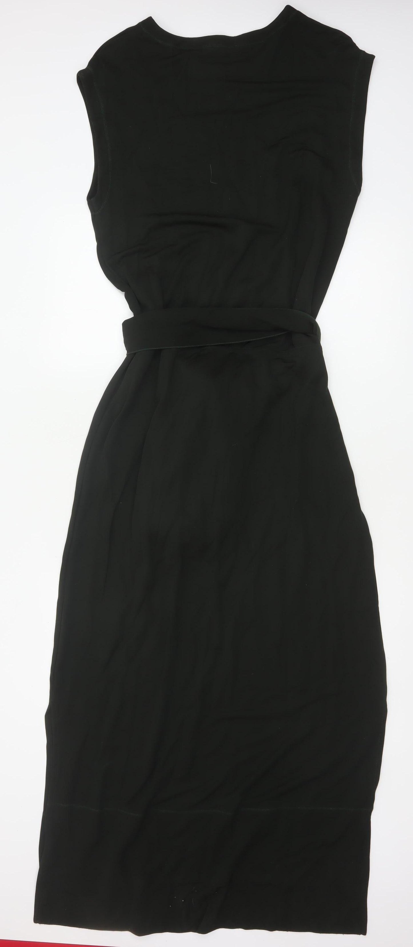 ME+EM Women Black UK 14 Sleeveless Maxi Belted Dress