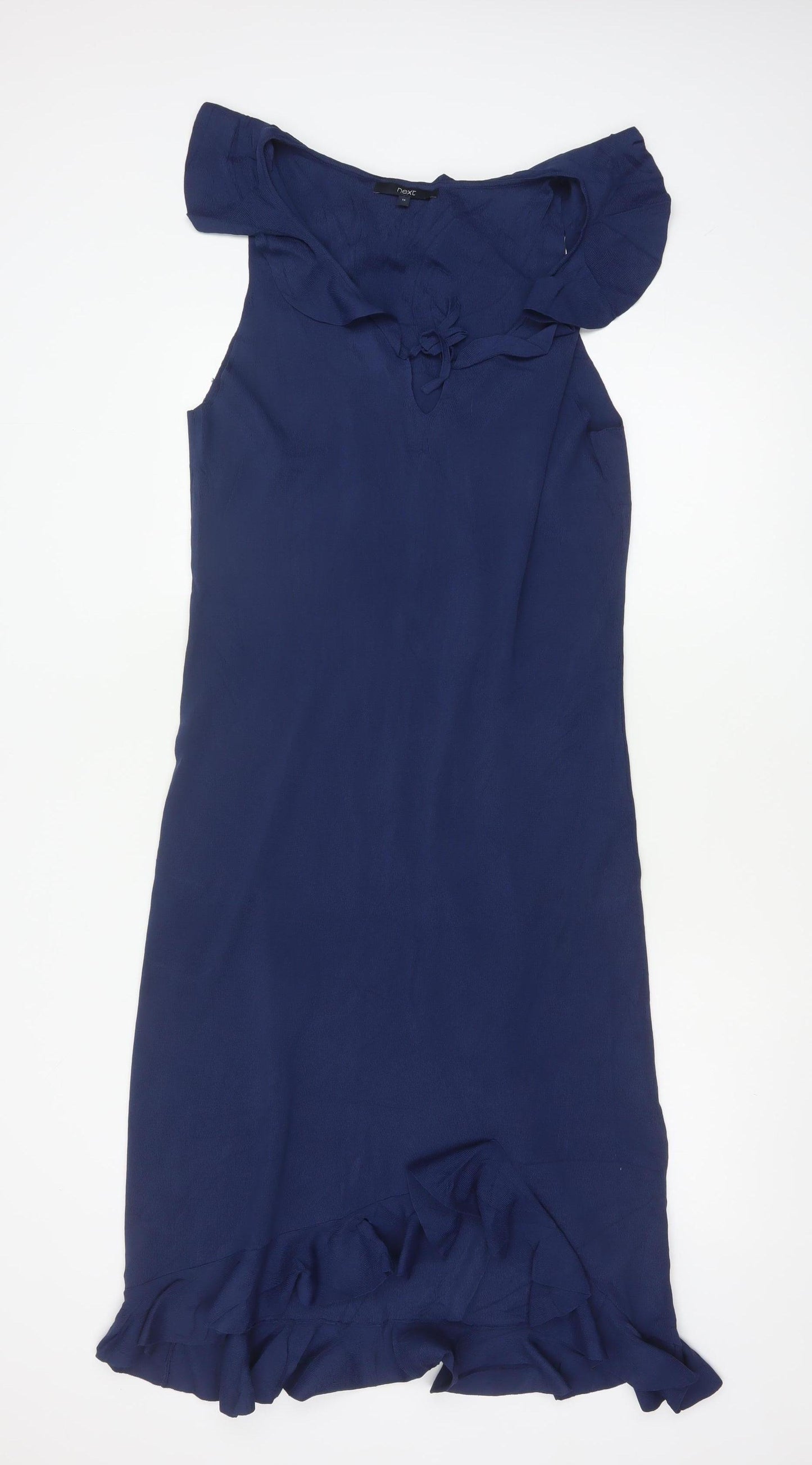 Next Women’s Blue UK 18 Long Sheath Dress Ruffle Flutter Sleeve