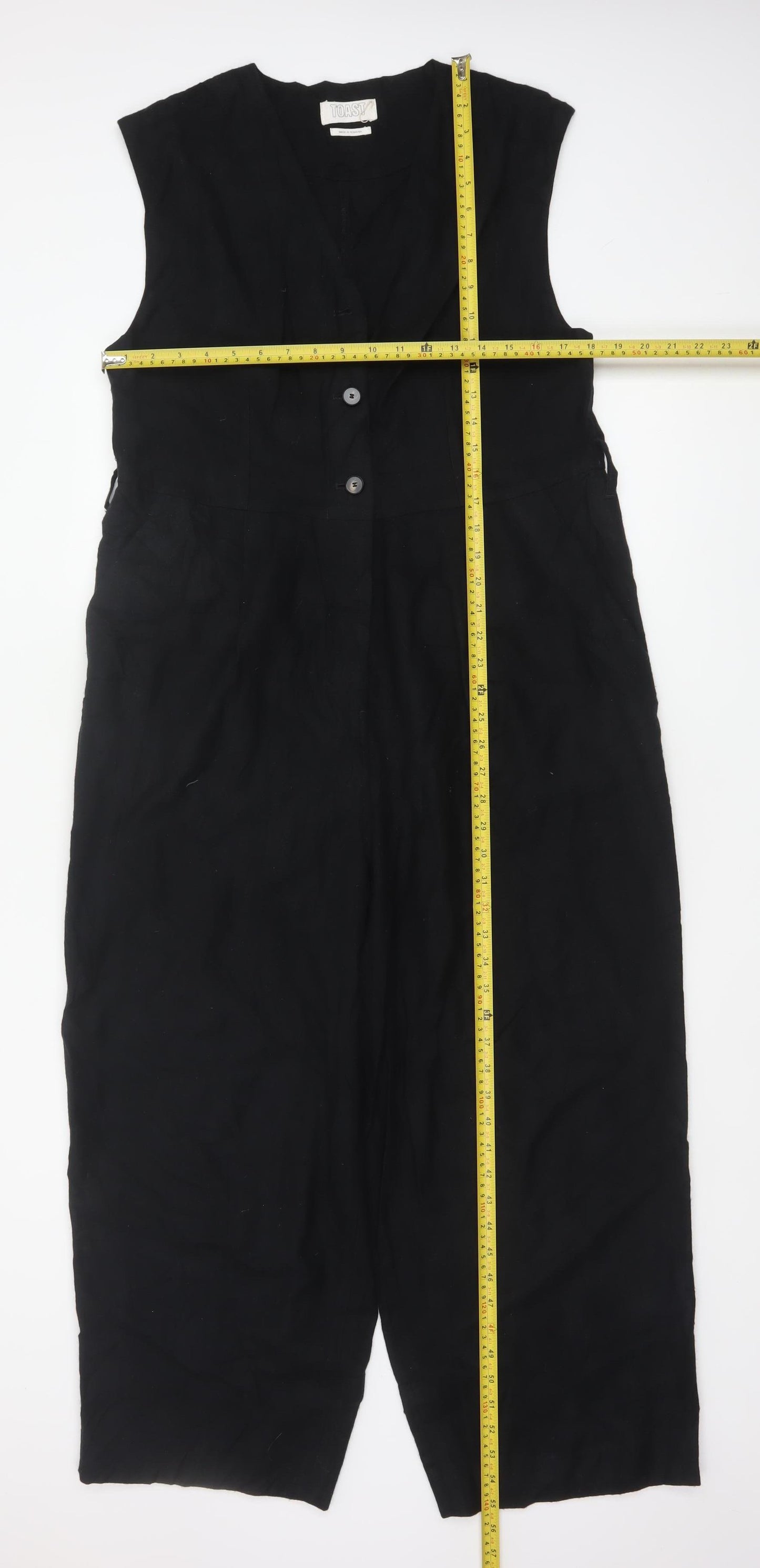Toast Women Black UK 10 Wool Cotton Wide-Leg Sleeveless Jumpsuit