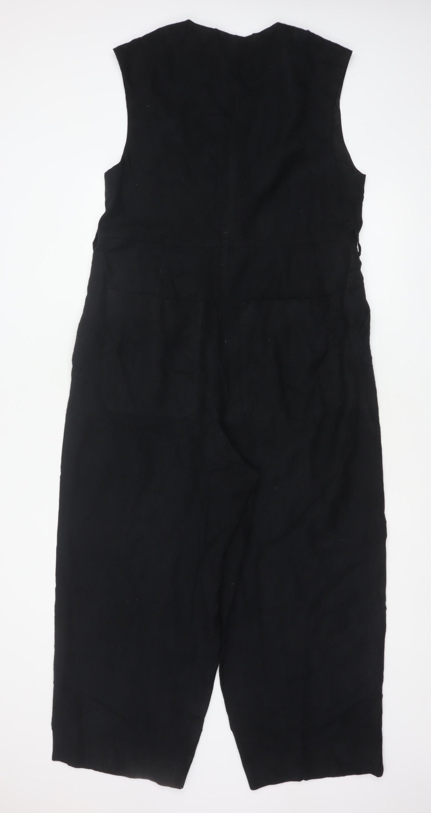 Toast Women Black UK 10 Wool Cotton Wide-Leg Sleeveless Jumpsuit