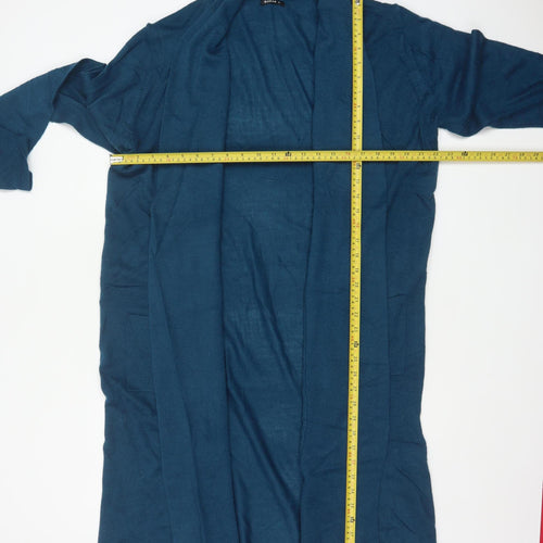Roman Women’s Blue Size 16 Longline Open Knit Cardigan Pockets