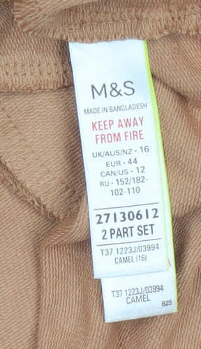M&S Women’s Brown Size 16 Hooded Jersey Lounge Set Jumper Trousers