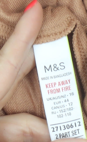 Marks & Spencer Women Beige UK 16 Hooded Lounge Set Jumper Trousers