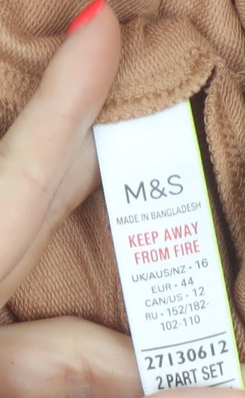 Marks & Spencer Women Beige UK 16 Hooded Lounge Set Jumper Trousers