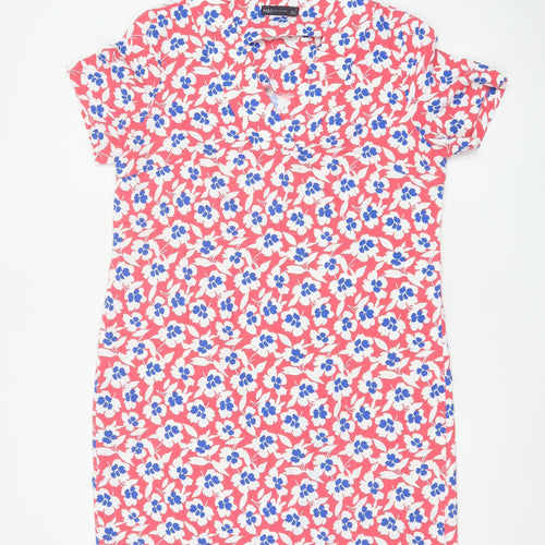 Marks and Spencer Women Red Floral Shift Dress UK 14 Short Sleeve