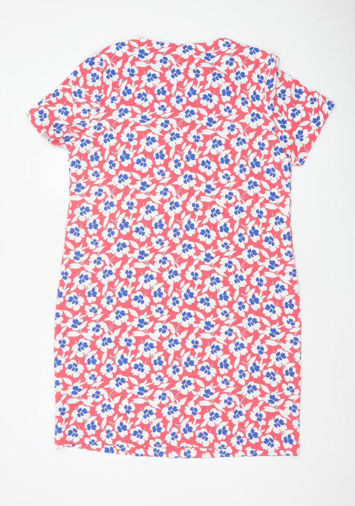 Marks and Spencer Women Red Floral Shift Dress UK 14 Short Sleeve
