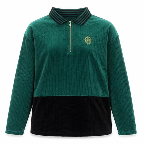 Jaclyn Smith Sport Women Green L Velour 1/2 Zip Colourblock Polo Top