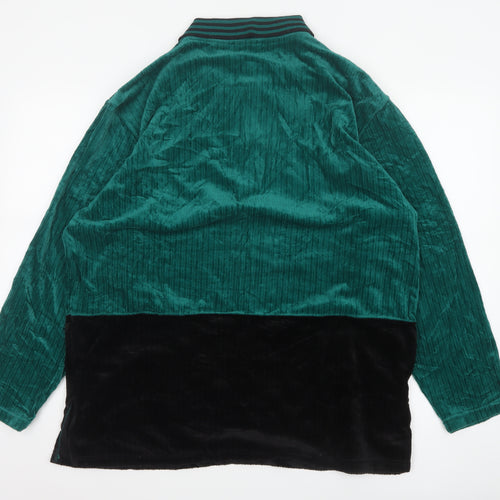 Jaclyn Smith Sport Women Green L Velour 1/2 Zip Colourblock Polo Top