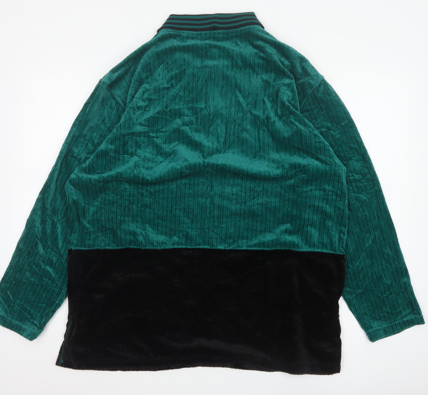 Jaclyn Smith Sport Women Green L Velour 1/2 Zip Colourblock Polo Top