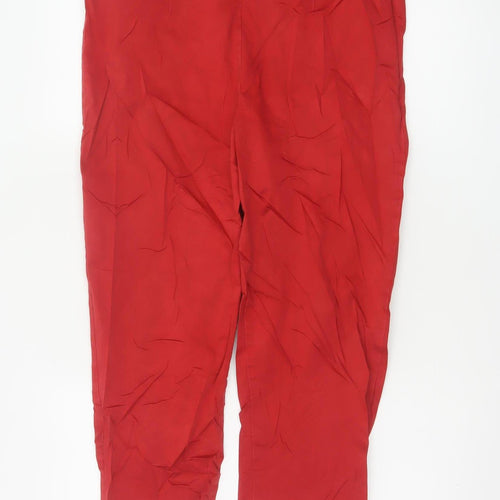 Marks & Spencer Women Red UK 14 Short Straight Leg Trousers