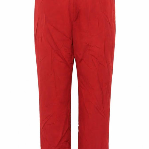 Marks & Spencer Women Red UK 14 Short Straight Leg Trousers