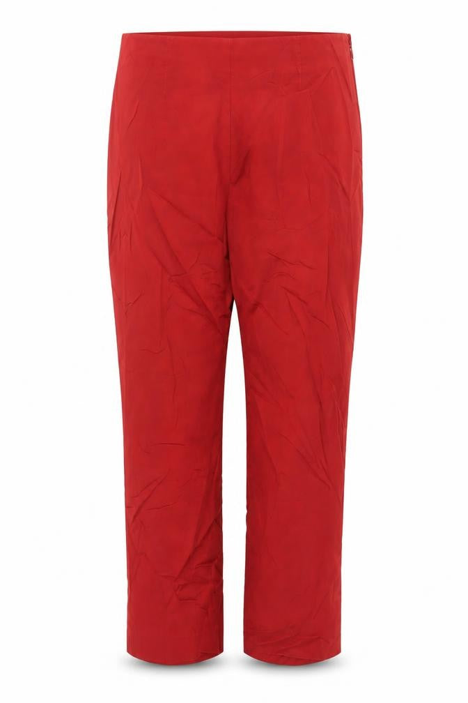Marks & Spencer Women Red UK 14 Short Straight Leg Trousers