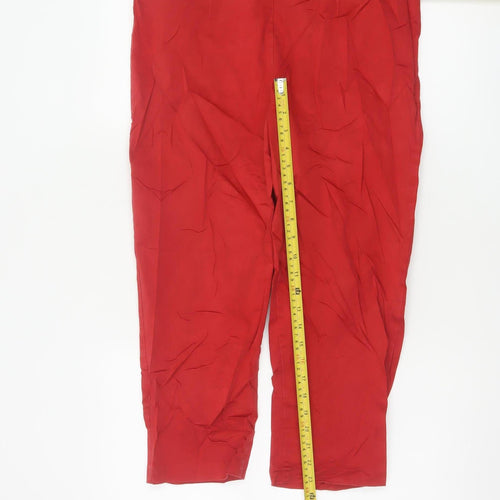 Marks & Spencer Women Red UK 14 Short Straight Leg Trousers