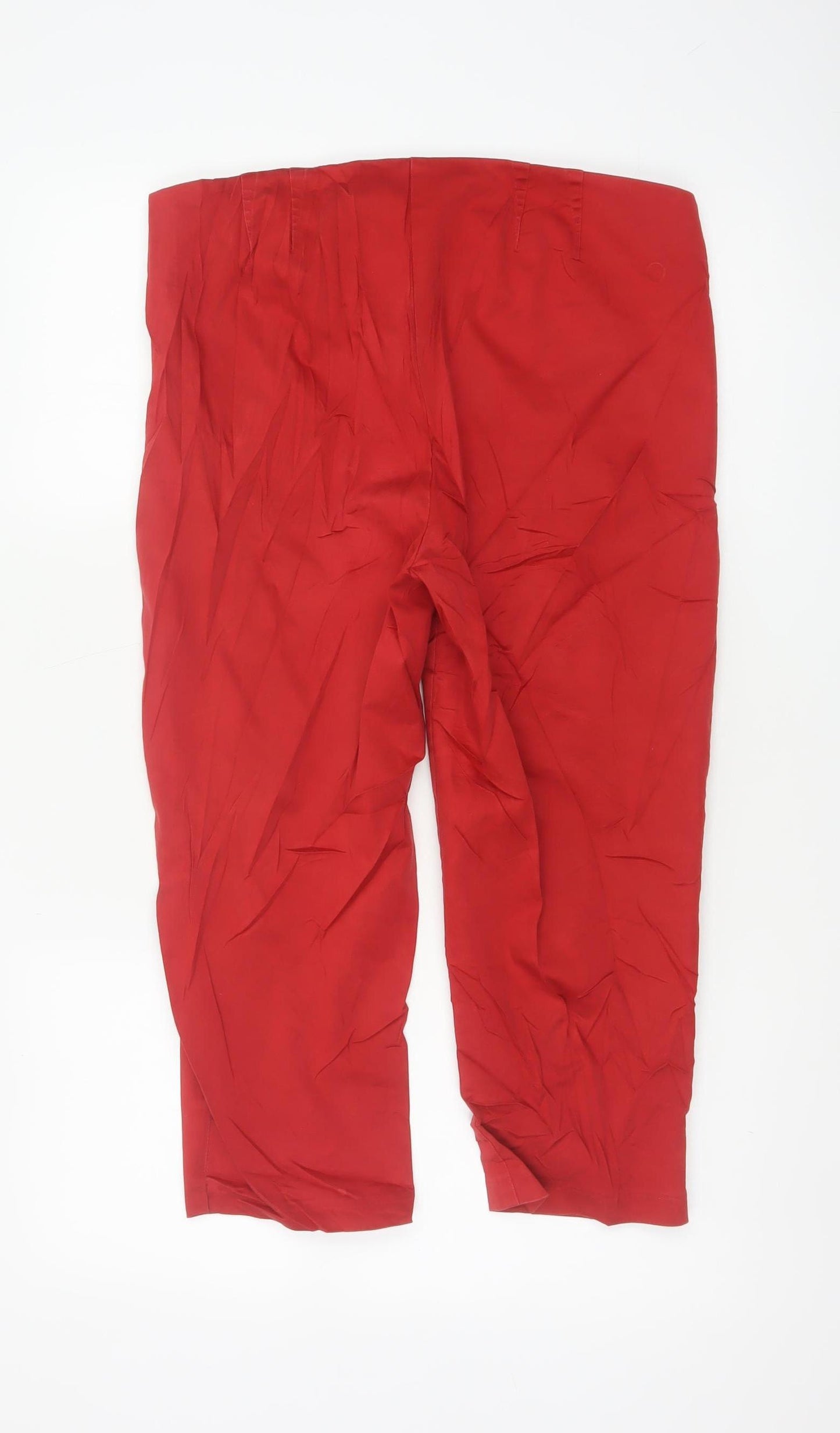 Marks & Spencer Women Red UK 14 Short Straight Leg Trousers