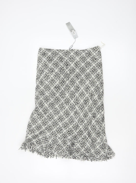 Per Una Women Grey Tweed Trumpet Knee Length Skirt UK 10 NWT