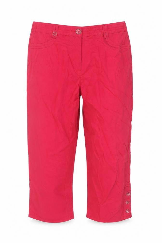 Front view of Oscar B. Women’s Red UK 14 Capri Trousers Elastic Waist Pockets