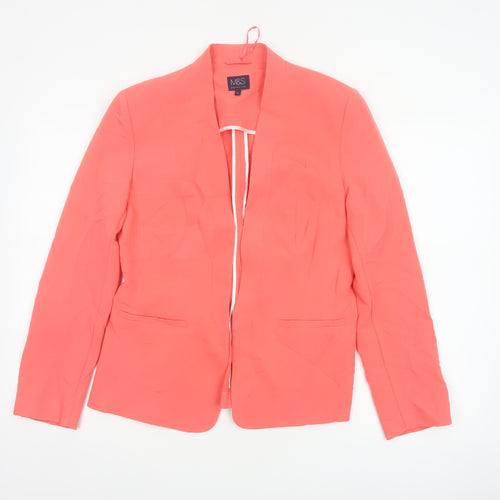 Marks & Spencer Women Pink UK 12 Open Front Stretch Blazer Workwear