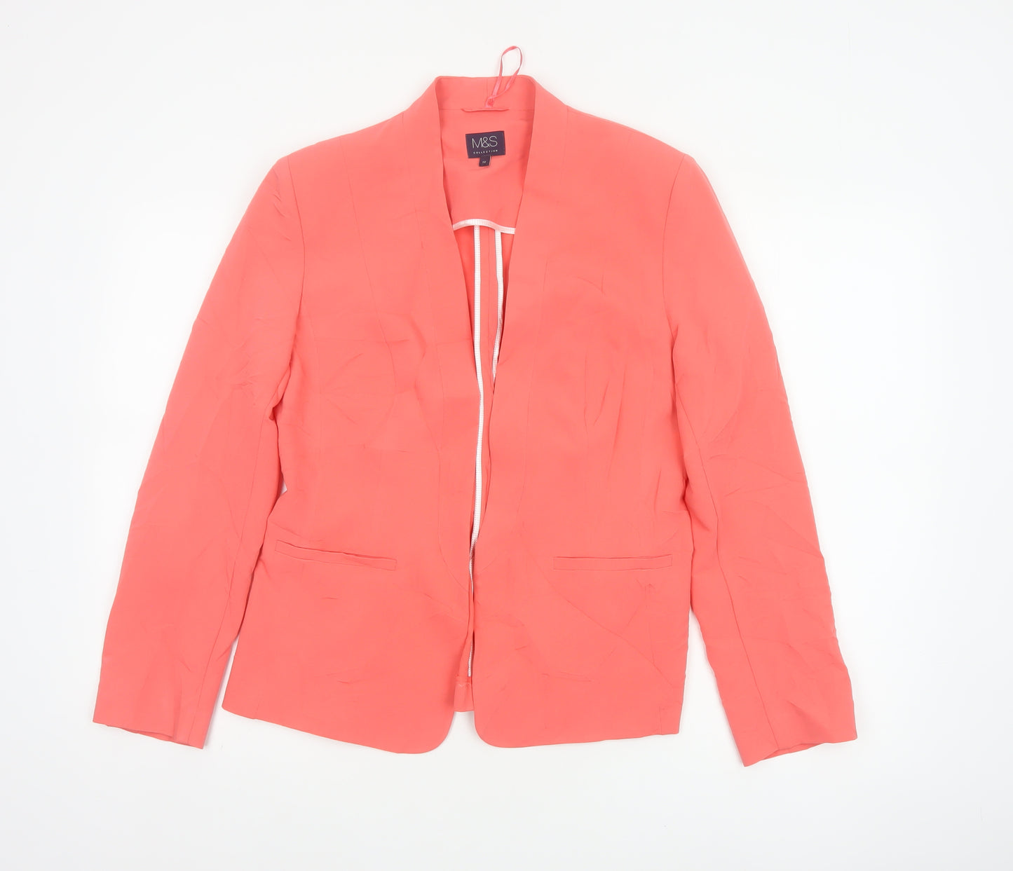 Marks & Spencer Women Pink UK 12 Open Front Stretch Blazer Workwear