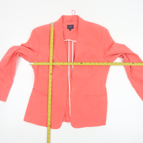 Marks & Spencer Women Pink UK 12 Open Front Stretch Blazer Workwear
