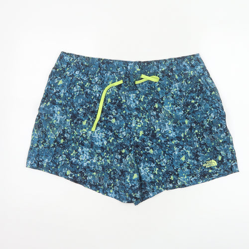 The North Face Women's Blue XL Printed Running Shorts Drawstring Pockets