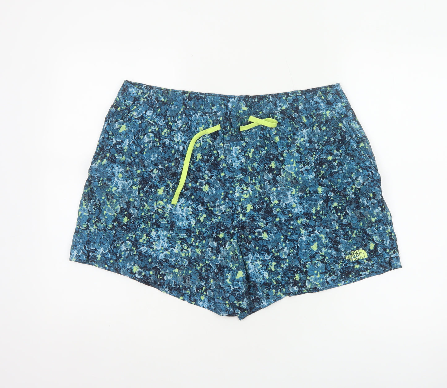 The North Face Women's Blue XL Printed Running Shorts Drawstring Pockets