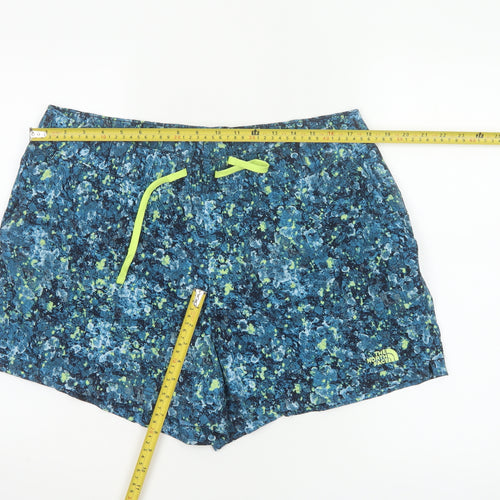 The North Face Women's Blue XL Printed Running Shorts Drawstring Pockets