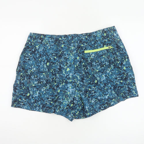 The North Face Women's Blue XL Printed Running Shorts Drawstring Pockets
