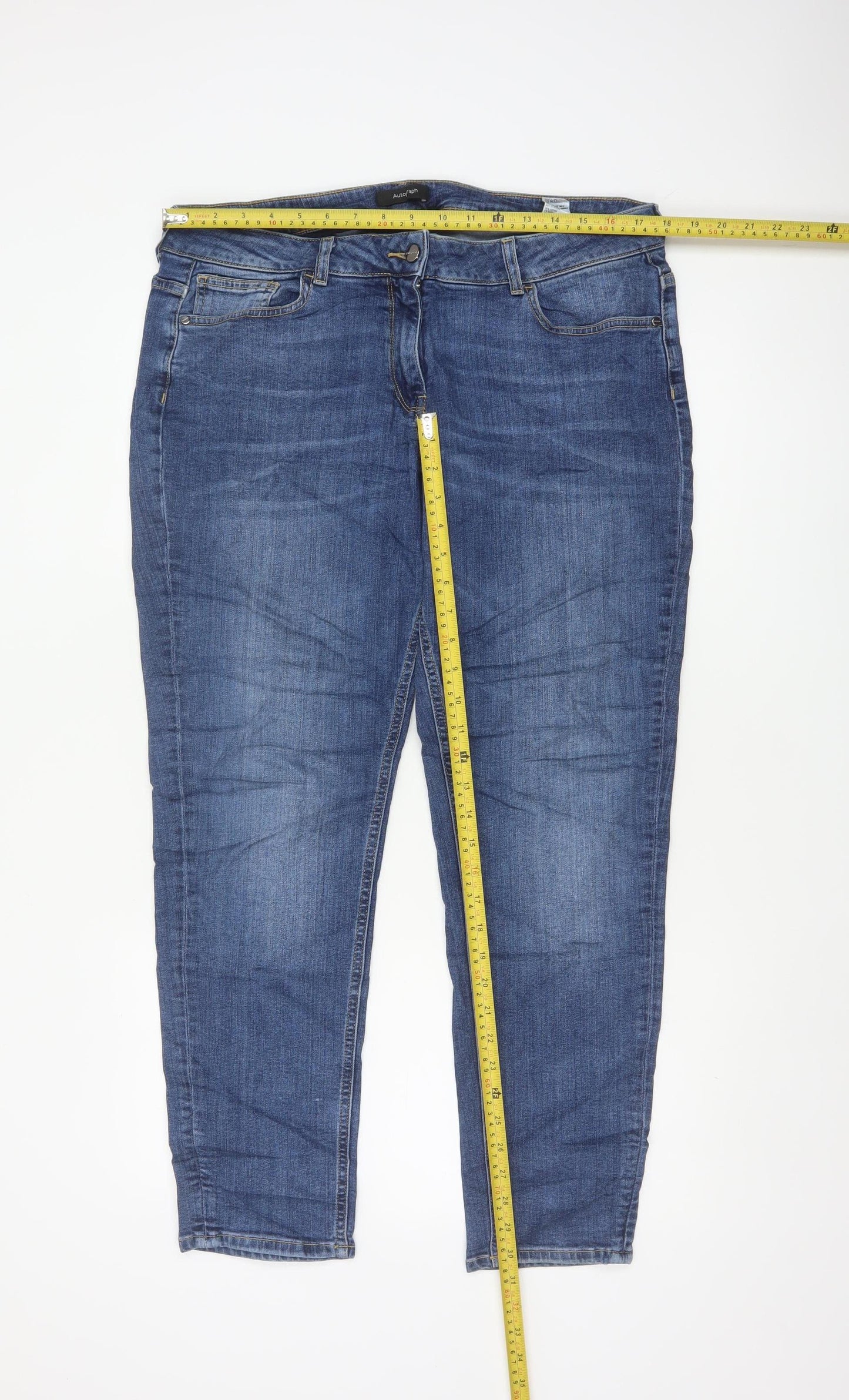 M&S Autograph Women’s Blue UK 16 Mid Rise Skinny Stretch Jeans