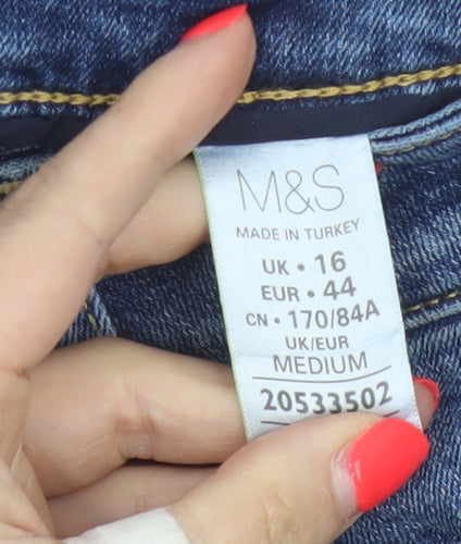 M&S Autograph Women’s Blue UK 16 Mid Rise Skinny Stretch Jeans