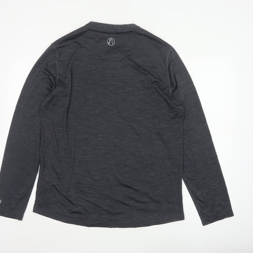 Marks and Spencer Men Grey XL Active Long Sleeve Henley T-Shirt