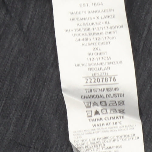 Marks and Spencer Men Grey XL Active Long Sleeve Henley T-Shirt