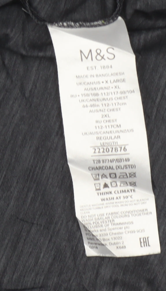 Marks and Spencer Men Grey XL Active Long Sleeve Henley T-Shirt