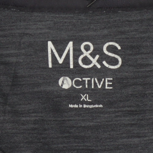 Marks and Spencer Men Grey XL Active Long Sleeve Henley T-Shirt