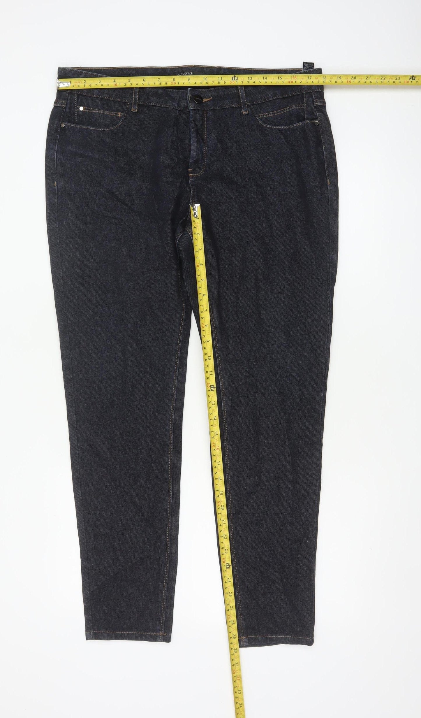 Autograph Women’s Dark Blue UK 16 Slim Tapered Stretch Jeans
