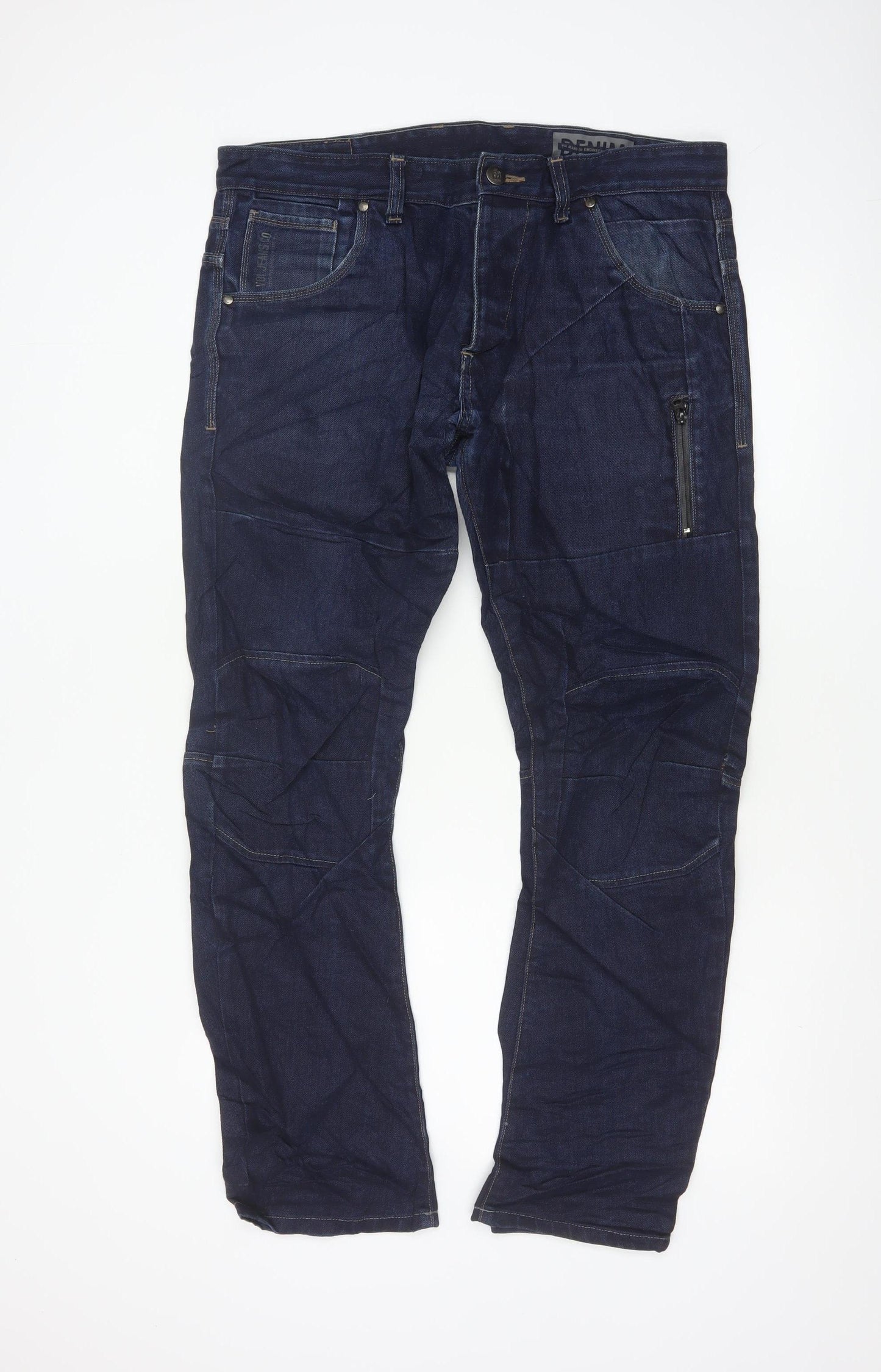 Voi Jeans Men’s Blue W36 L32 Vader Tapered Denim Jeans Zip Pocket