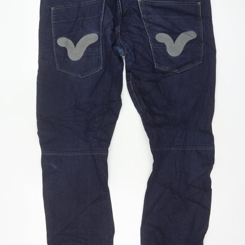 Voi Jeans Men’s Blue W36 L32 Vader Tapered Denim Jeans Zip Pocket