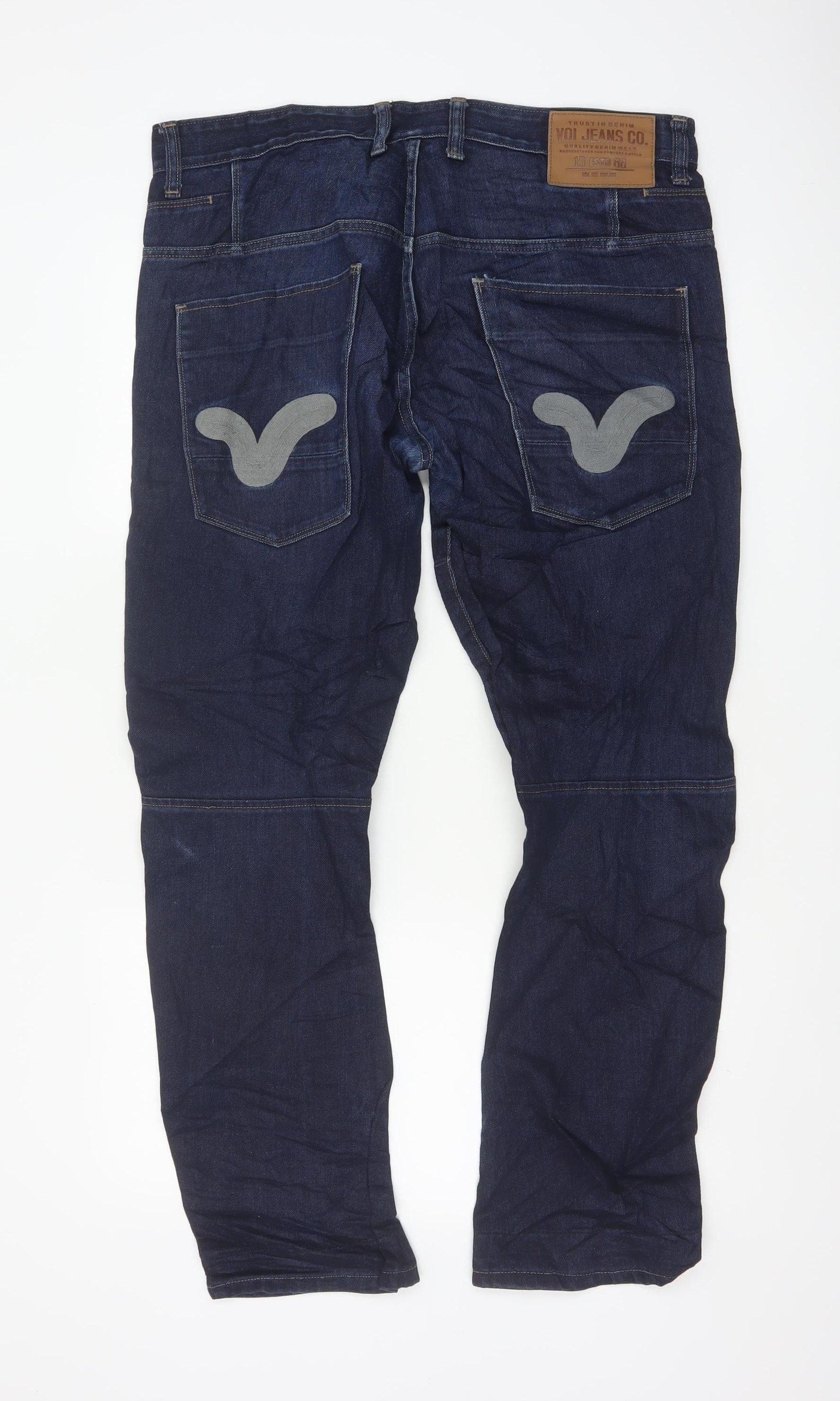 Voi Jeans Men’s Blue W36 L32 Vader Tapered Denim Jeans Zip Pocket