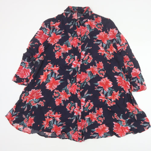 Zara Women Multicoloured S Floral Viscose 3/4 Sleeve Button-Up Tunic