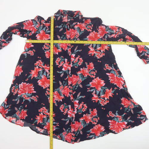 Zara Women Multicoloured S Floral Viscose 3/4 Sleeve Button-Up Tunic