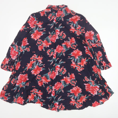 Zara Women Multicoloured S Floral Viscose 3/4 Sleeve Button-Up Tunic