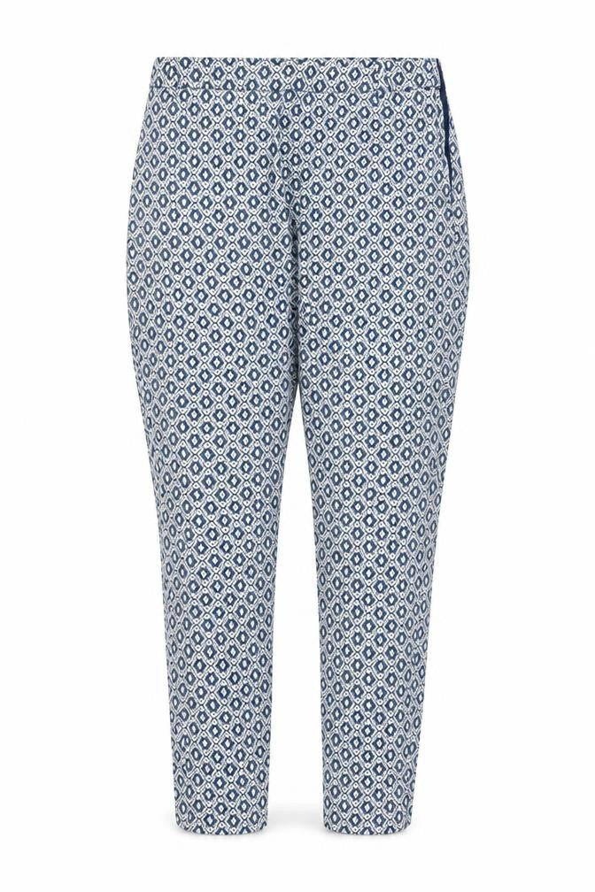 H&M Women’s Blue Geometric Print Skinny Stretch Trousers UK 8