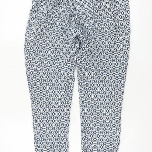 H&M Women’s Blue Geometric Print Skinny Stretch Trousers UK 8