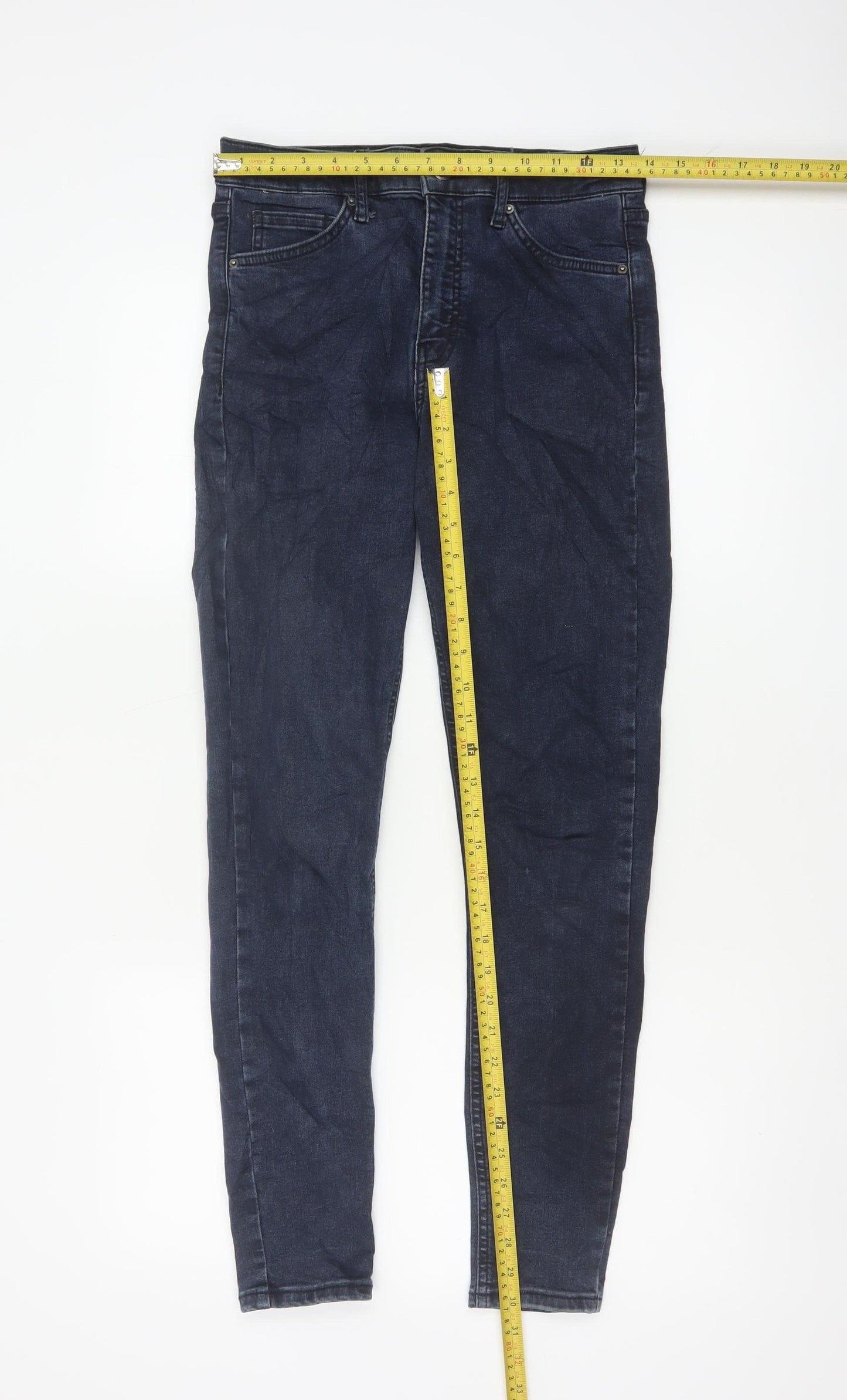 Topshop Women's Blue UK 10 Jamie High Rise Skinny Jeans W28 L32